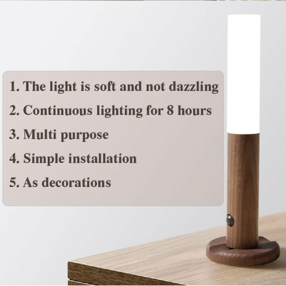 Auto LED USB Magnetisch Hout Draadloos Nachtlampje Gangen Portiekverlichting PIR Bewegingsmelder Wandlamp Kastlamp