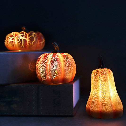 Nieuwe Halloween Pompoen Lantaarn Simulatie Pompoen LED Kaars Lamp Hars Lichtgevende Pompoen 