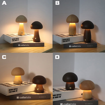 INS Houten schattige paddenstoel LED nachtlampje met aanraakschakelaar Nachtkastje lamp voor slaapkamer Kinderkamer Slapen Nachtlampjes Woondecoratie